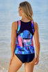 Palm Leaves Print Sleeveless Tankini Swimsuit